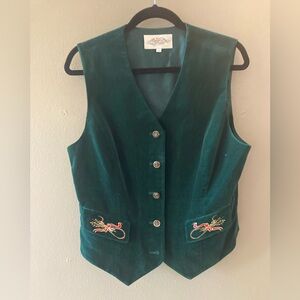 Vintage 90s Susan Bristol Emerald Green Velvet Vest - Size 12